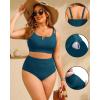 imageWomen Plus Size High Waisted Bikini  Ribbed Two Piece Swimsuit Tummy Control Bathing Suit VWired 2025 SwimwearTeal