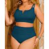 imageWomen Plus Size High Waisted Bikini  Ribbed Two Piece Swimsuit Tummy Control Bathing Suit VWired 2025 SwimwearTeal