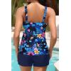 imageWomen Tankini Swimsuit with Shorts  Two Piece Tummy Control Bathing Suit Top with Pockets Boyshorts 2025 SwimwearBlue Floral