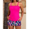 imageWomen Tankini Swimsuit with Shorts  Two Piece Tummy Control Bathing Suit Top with Pockets Boyshorts 2025 SwimwearColorful Floral