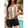 imageWomen Tankini Swimsuit with Shorts  Two Piece Tummy Control Bathing Suit Top with Pockets Boyshorts 2025 SwimwearColorful Striped