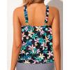 imageWomens High Neck Tankini Top  Blouson Bathing Suit Top Loose Fit Swim Top 2025 Modest Swimsuit Top No BottomBlack  Floral