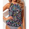 imageWomens High Neck Tankini Top  Blouson Bathing Suit Top Loose Fit Swim Top 2025 Modest Swimsuit Top No BottomColorful Paisley