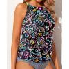 imageWomens High Neck Tankini Top  Blouson Bathing Suit Top Loose Fit Swim Top 2025 Modest Swimsuit Top No BottomColorful Paisley