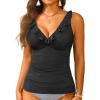 imageWomens Underwire Tankini Top Only  Tummy Control Bathing Suit Top Ruffle Swimsuit 2025Black