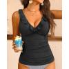 imageWomens Underwire Tankini Top Only  Tummy Control Bathing Suit Top Ruffle Swimsuit 2025Black
