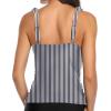 imageWomens Underwire Tankini Top Only  Tummy Control Bathing Suit Top Ruffle Swimsuit 2025Black Striped