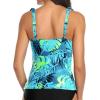 imageWomens Underwire Tankini Top Only  Tummy Control Bathing Suit Top Ruffle Swimsuit 2025Blue Green Leaves