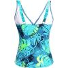 imageWomens Underwire Tankini Top Only  Tummy Control Bathing Suit Top Ruffle Swimsuit 2025Blue Green Leaves