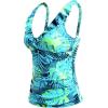 imageWomens Underwire Tankini Top Only  Tummy Control Bathing Suit Top Ruffle Swimsuit 2025Blue Green Leaves
