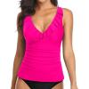 imageWomens Underwire Tankini Top Only  Tummy Control Bathing Suit Top Ruffle Swimsuit 2025Hot Pink