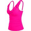 imageWomens Underwire Tankini Top Only  Tummy Control Bathing Suit Top Ruffle Swimsuit 2025Hot Pink