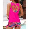 imageYonique 3 Piece Tankini Swimsuits for Women Swim Tank Top Bathing Suits with Boy Shorts and Bra Athletic SwimwearPink Floral