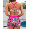 imageYonique 3 Piece Tankini Swimsuits for Women Swim Tank Top Bathing Suits with Boy Shorts and Bra Athletic SwimwearPink Floral