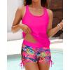 imageYonique 3 Piece Tankini Swimsuits for Women Swim Tank Top Bathing Suits with Boy Shorts and Bra Athletic SwimwearPink Floral
