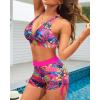 imageYonique 3 Piece Tankini Swimsuits for Women Swim Tank Top Bathing Suits with Boy Shorts and Bra Athletic SwimwearPink Floral