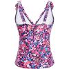 imageYonique Womens Tankini Top Only Tummy Control Bathing Suit Top Ruffle Swimsuit Top V Neck Swim Tank Top No BottomPink Floral