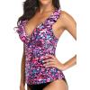 imageYonique Womens Tankini Top Only Tummy Control Bathing Suit Top Ruffle Swimsuit Top V Neck Swim Tank Top No BottomPink Floral
