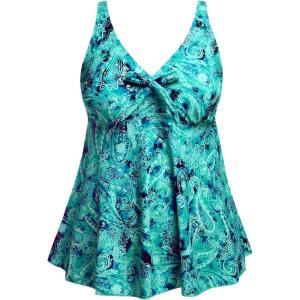 imagePlus Size Tankini Tops for Women Only  Flowy Bathing Suits Tops Modest Swimsuit No BottomGreen Paisley 01