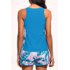 imageWomen Tankini Swimsuit with Shorts  Tummy Control Two Piece Bathing Suit 2025 Swimwear with Sporty PocketsBlue Floral