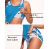 imageWomen Tankini Swimsuit with Shorts  Tummy Control Two Piece Bathing Suit 2025 Swimwear with Sporty PocketsBlue Floral