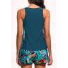 imageWomen Tankini Swimsuit with Shorts  Tummy Control Two Piece Bathing Suit 2025 Swimwear with Sporty PocketsColorful Leaves