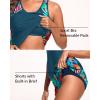 imageWomen Tankini Swimsuit with Shorts  Tummy Control Two Piece Bathing Suit 2025 Swimwear with Sporty PocketsColorful Leaves