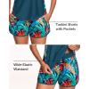 imageWomen Tankini Swimsuit with Shorts  Tummy Control Two Piece Bathing Suit 2025 Swimwear with Sporty PocketsColorful Leaves