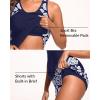 imageWomen Tankini Swimsuit with Shorts  Tummy Control Two Piece Bathing Suit 2025 Swimwear with Sporty PocketsNavy Geometric