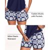 imageWomen Tankini Swimsuit with Shorts  Tummy Control Two Piece Bathing Suit 2025 Swimwear with Sporty PocketsNavy Geometric