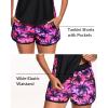 imageWomen Tankini Swimsuit with Shorts  Tummy Control Two Piece Bathing Suit 2025 Swimwear with Sporty PocketsPink Palm