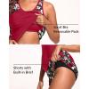 imageWomen Tankini Swimsuit with Shorts  Tummy Control Two Piece Bathing Suit 2025 Swimwear with Sporty PocketsRed Floral