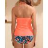 imageYonique Womens Two Piece Swimsuits Tummy Control Tankini Plus Size Bathing Suit Halter V Neck SwimwearOrange Floral 01
