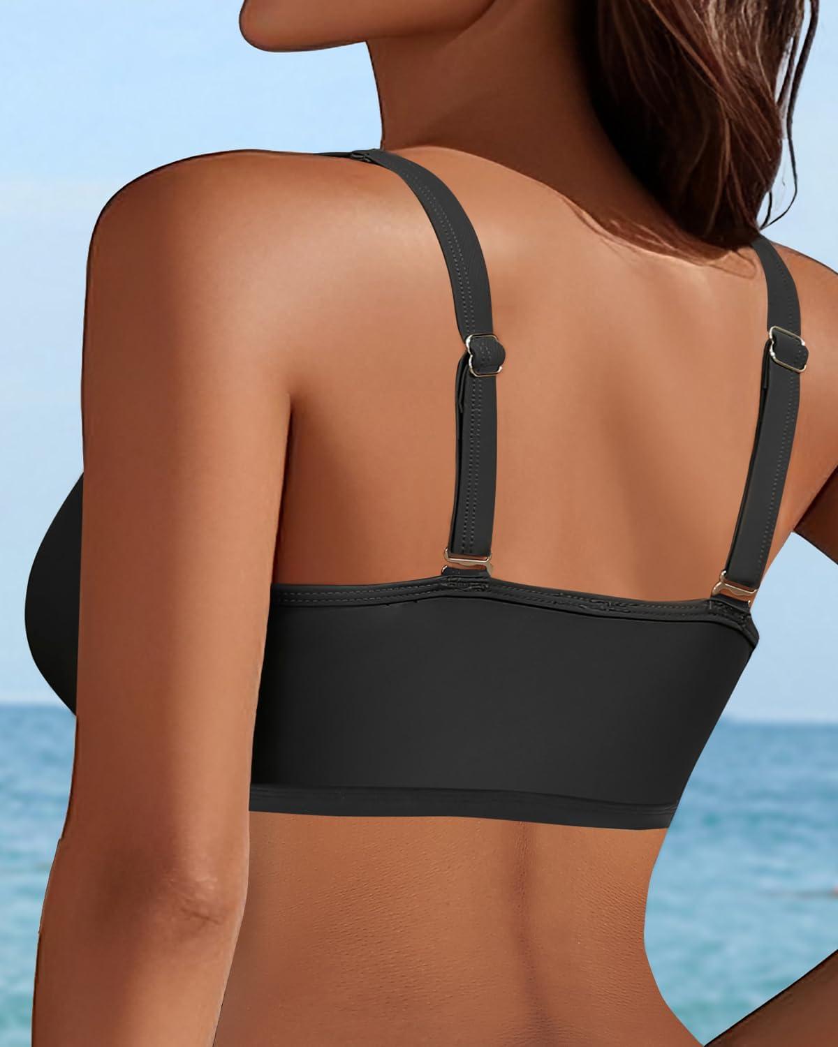 imageV Wired Bikini Top Only  Vintage Swim Top Padded Bra SwimsuitsBlack