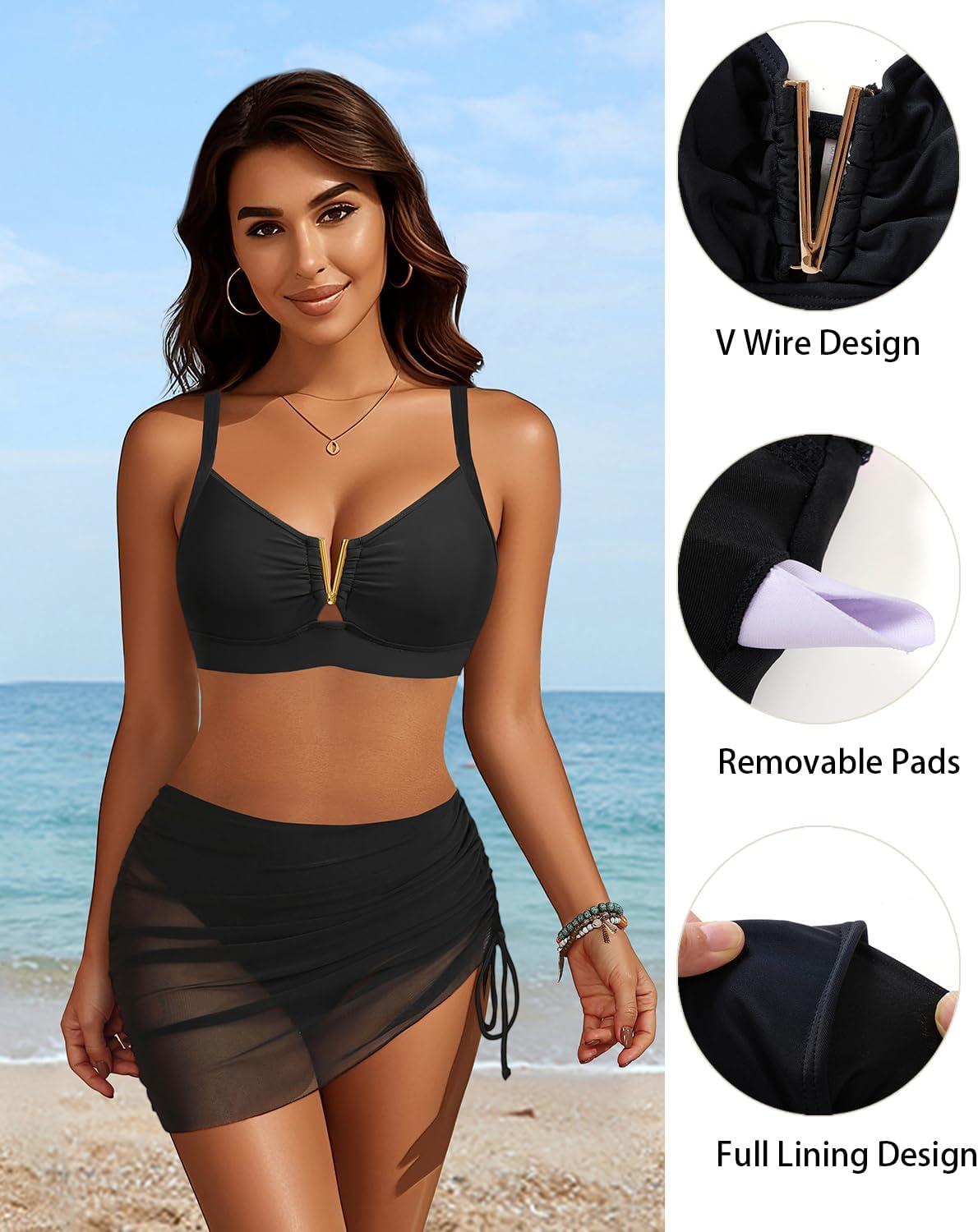 imageV Wired Bikini Top Only  Vintage Swim Top Padded Bra SwimsuitsBlack