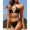 imageYonique Two Piece Bikini Set Sexy Swimsuit Cheeky Bathing Suits Strappy SwimwearBlack
