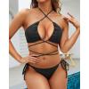 imageYonique Two Piece Bikini Set Sexy Swimsuit Cheeky Bathing Suits Strappy SwimwearBlack