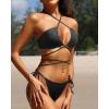 imageYonique Two Piece Bikini Set Sexy Swimsuit Cheeky Bathing Suits Strappy SwimwearBlack