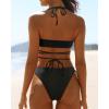 imageYonique Two Piece Bikini Set Sexy Swimsuit Cheeky Bathing Suits Strappy SwimwearBlack