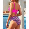 imageYonique Womens Two Piece High Waisted Bikini Set Tummy Control Swimsuit Full Coverage Bathing SuitPink Floral