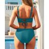 imageYonique Womens Two Piece High Waisted Bikini Set Tummy Control Swimsuit Full Coverage Bathing SuitTeal