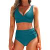imageYonique Womens Two Piece High Waisted Bikini Set Tummy Control Swimsuit Full Coverage Bathing SuitTeal