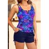imageWomens Tankini Swimsuits with Shorts  2 Piece Tummy Control Bathing Suit VWire Drawstring Swimwear with Pockets 2026Blue Purple Leaves