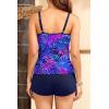 imageWomens Tankini Swimsuits with Shorts  2 Piece Tummy Control Bathing Suit VWire Drawstring Swimwear with Pockets 2026Blue Purple Leaves