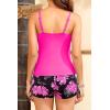 imageWomens Tankini Swimsuits with Shorts  2 Piece Tummy Control Bathing Suit VWire Drawstring Swimwear with Pockets 2026Hot Pink Floral