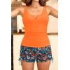 imageWomens Tankini Swimsuits with Shorts  2 Piece Tummy Control Bathing Suit VWire Drawstring Swimwear with Pockets 2026Orange Floral