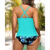 imageYonique Tankini Swimsuits for Women Tummy Control Bathing Suits Two Piece Tankini Tops with Bikini Bottoms Twist SwimwearAqua and Blue Floral