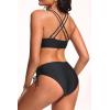 imageWomens Two Piece Bikini  Push Up Swimsuit Set V Neck Lace Up Bathing Suit 2025 SwimwearBlack