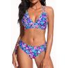 imageWomens Two Piece Bikini  Push Up Swimsuit Set V Neck Lace Up Bathing Suit 2025 SwimwearBlue Floral