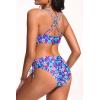 imageWomens Two Piece Bikini  Push Up Swimsuit Set V Neck Lace Up Bathing Suit 2025 SwimwearBlue Floral